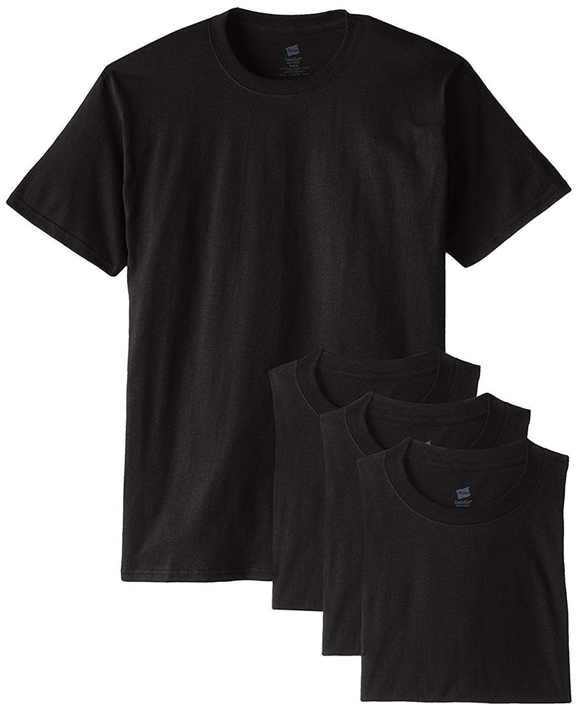 Hanes Men's Crew Neck T-Shirts 4-Pack Sizes M-2X Black Slightly Imperfect