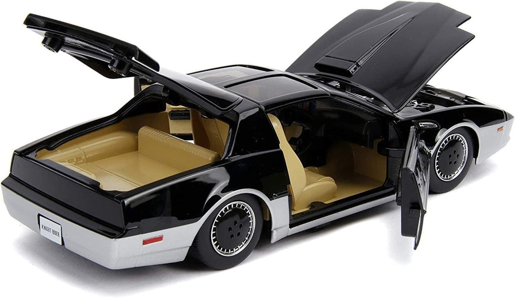 Jada Toys Hollywood Rides Knight Rider K.A.R.1982 Pontiac Firebird 1: 24 Diecast Vehicle with Light Up Feature, Glossy Black / Silver