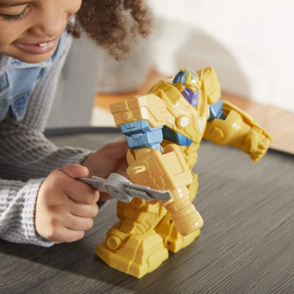 Marvel Avengers Mech Strike 17.5-cm Action Figure Toy Infinity Mech Suit Thanos and Blade Weapon for Children Aged 4 and Up