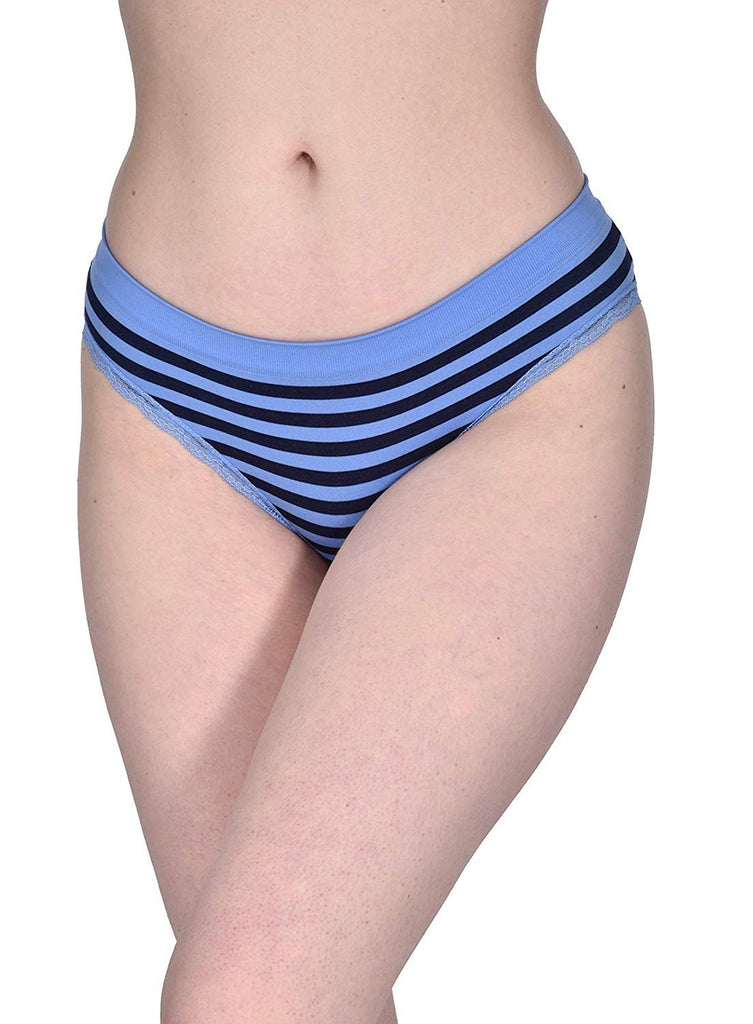 Elle Women's Seamless Bikinis Panties with Lace - 12-Pack Premium Quality Nylon/Spandex