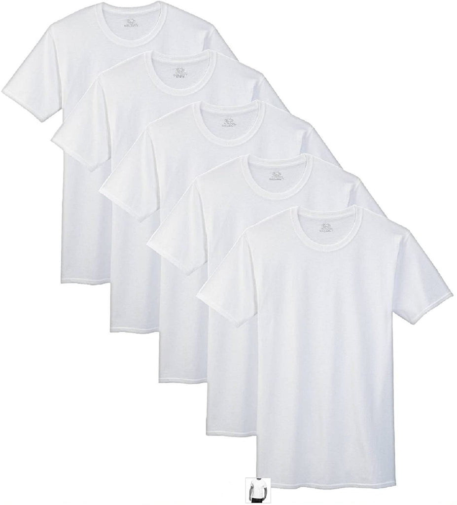 Fruit of the Loom Select Men's 5-Pack Tag Free 100% Cotton Crew T-Shirts (Large)