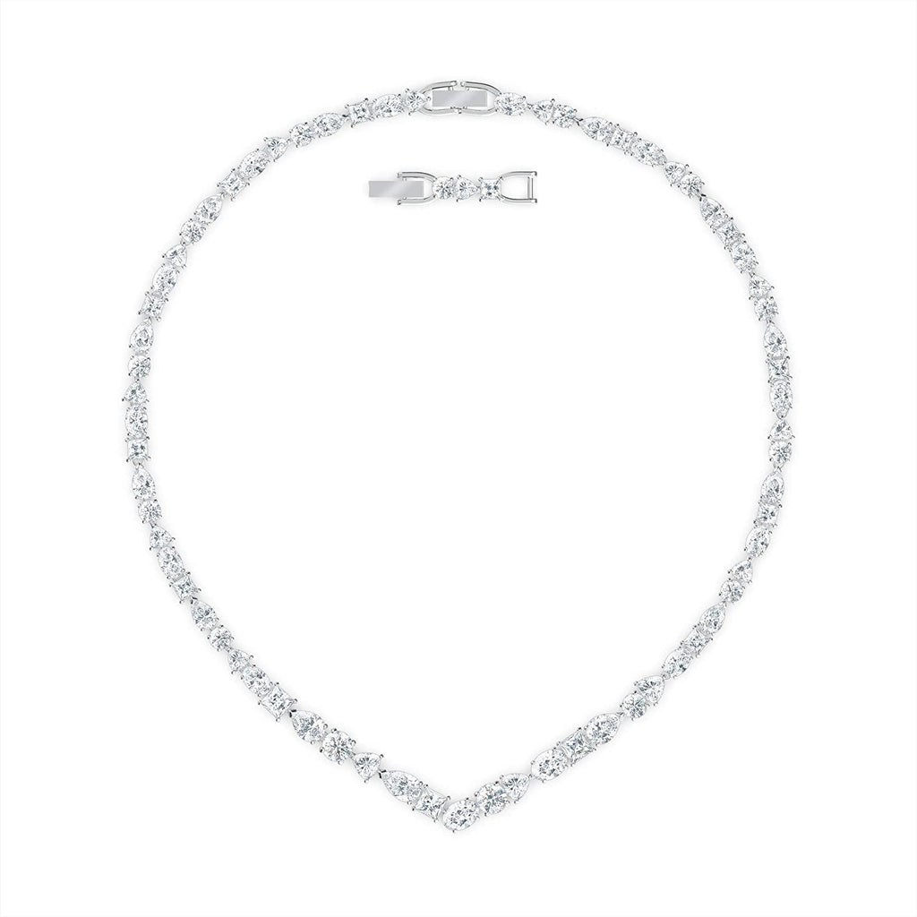 SWAROVSKI Women's Tennis Deluxe Rhodium Plated White Crystal Jewelry Collection