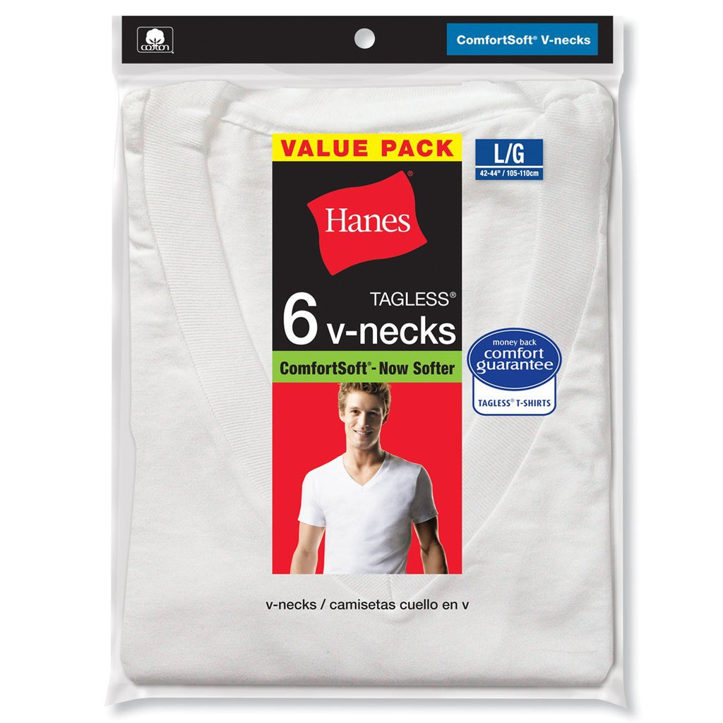 Hanes Men's White and Assorted V-Neck T-Shirts