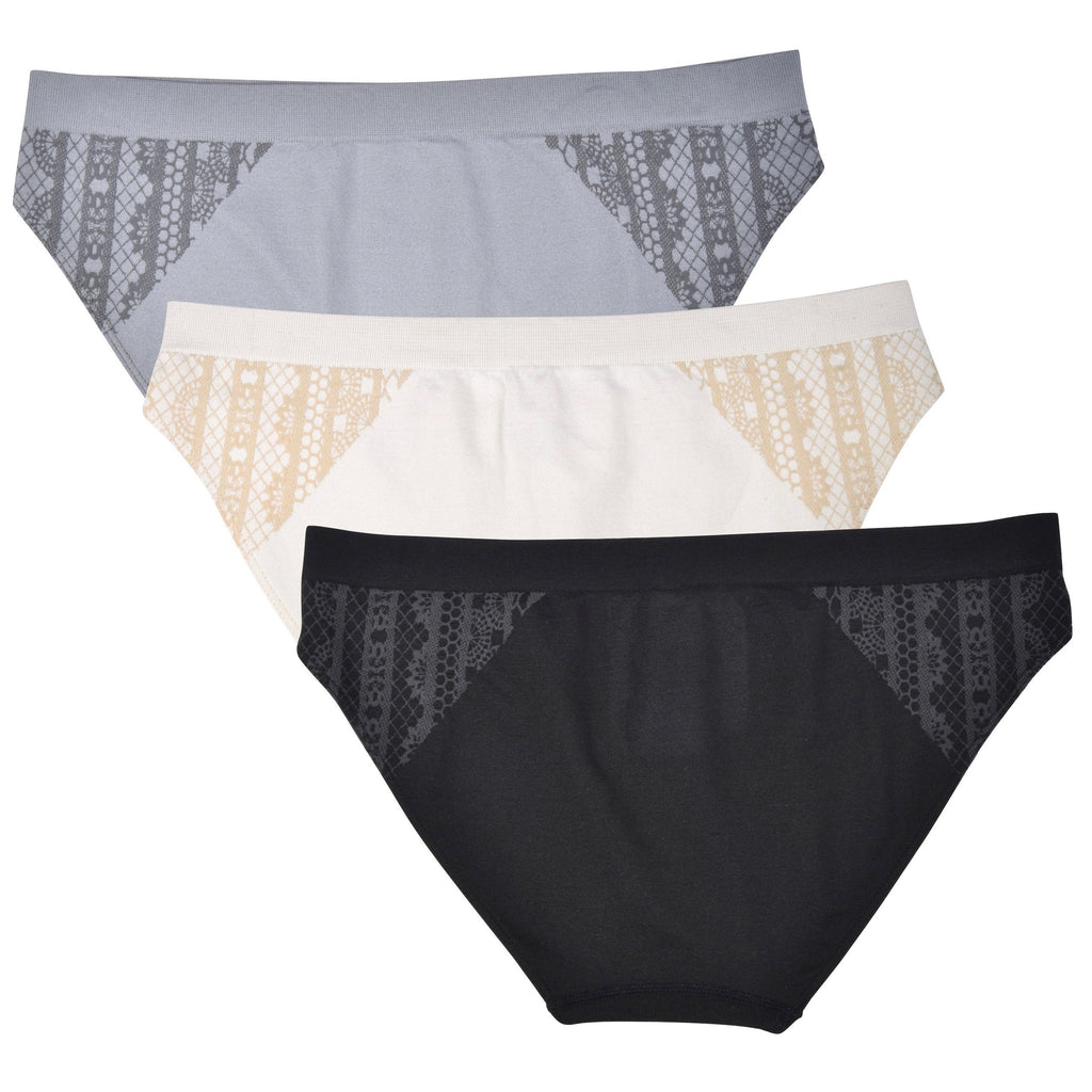 essie Women's Seamless Bikini Jacquard Panties 3-Pack