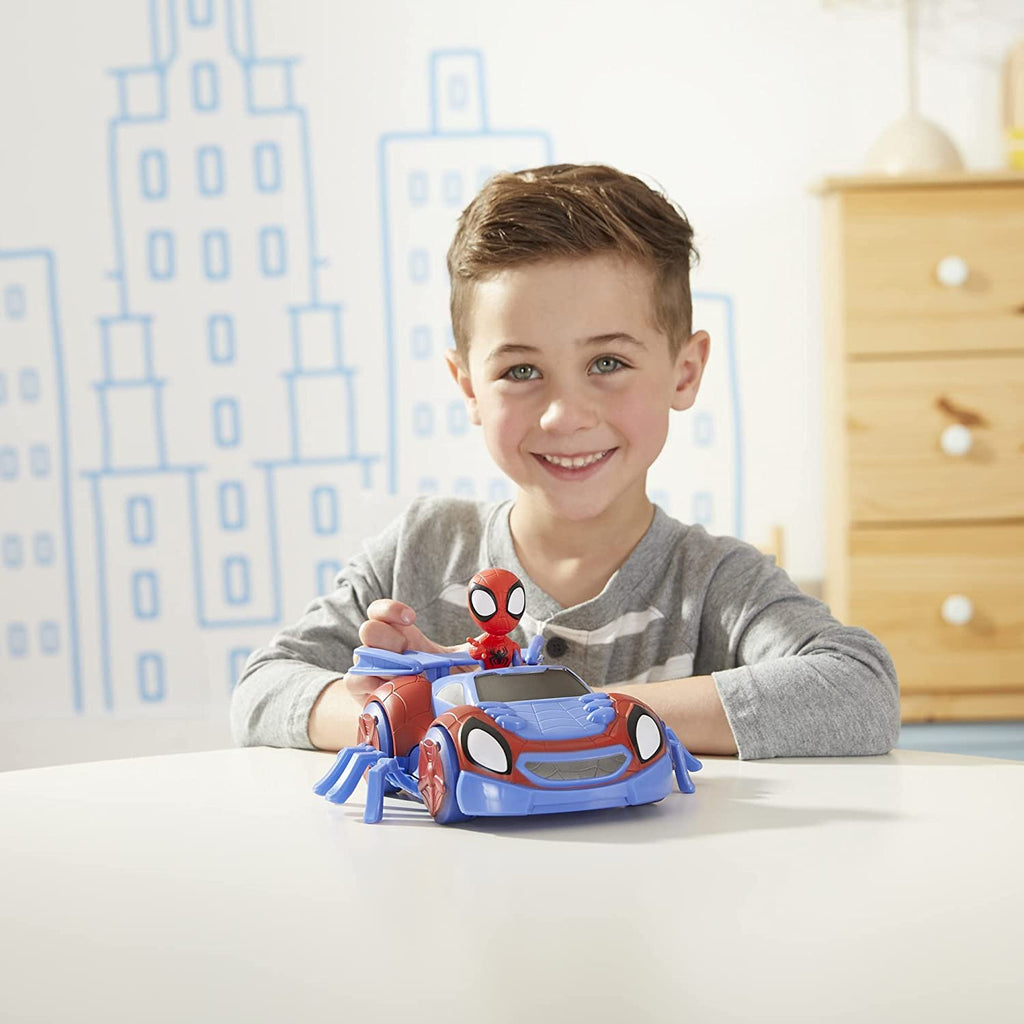 Marvel Spidey and His Amazing Friends Change 'N Go Web-Crawler and Spidey Action Figure, 2-in-1 Vehicle, 4-Inch Figure, for Kids Ages 3 and Up