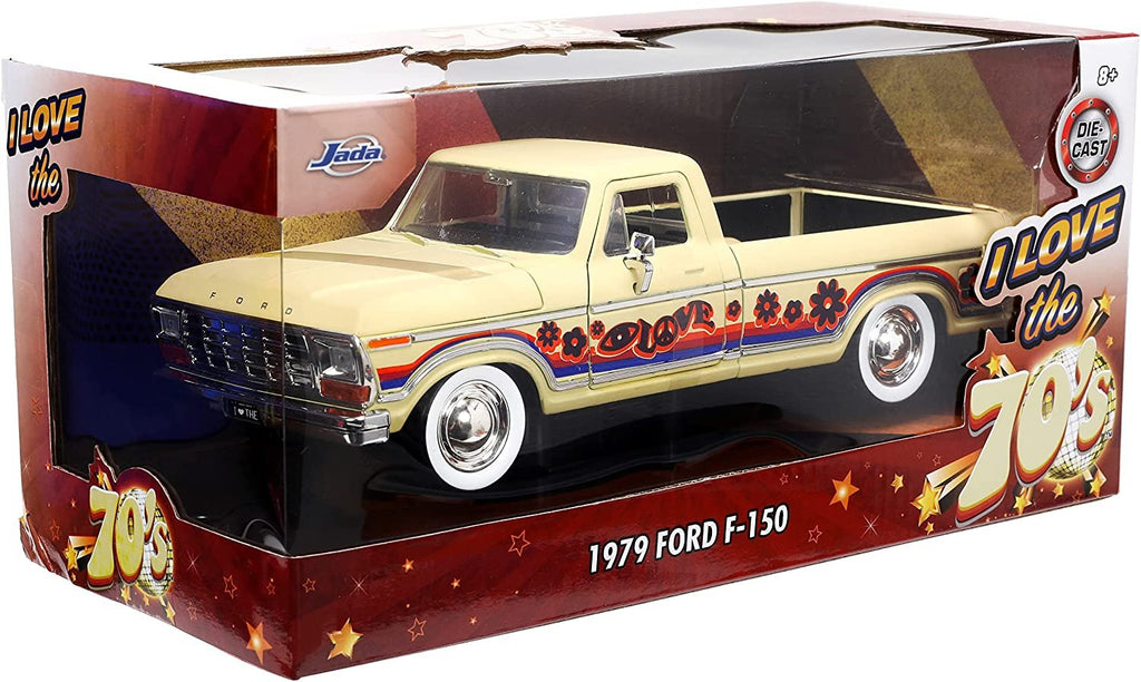 Compatible with 1979 Ford F-150 Pickup Truck Cream I Love 70's 1/24 Diecast Model Car by Jada 31609