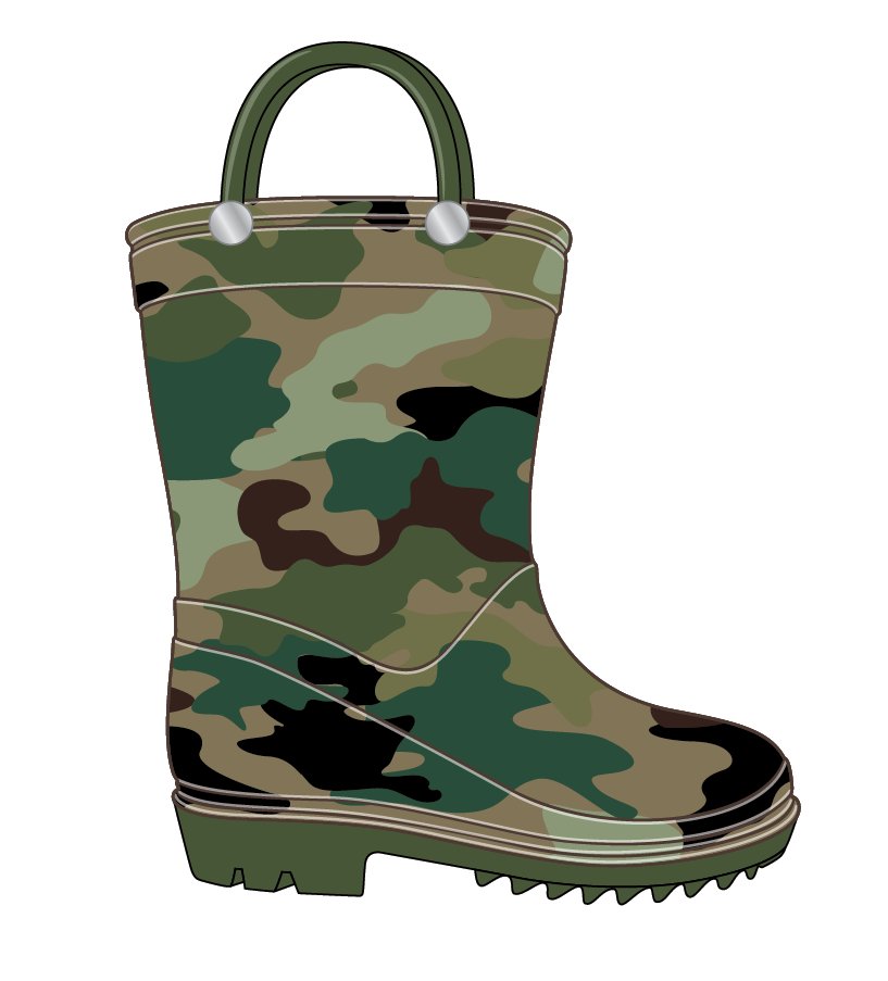 Storm Kidz Kids Boys Camo Rainboots Toddler/Little Kid/Big Kid Sizes Green Gray Blue Camouflage with Handles