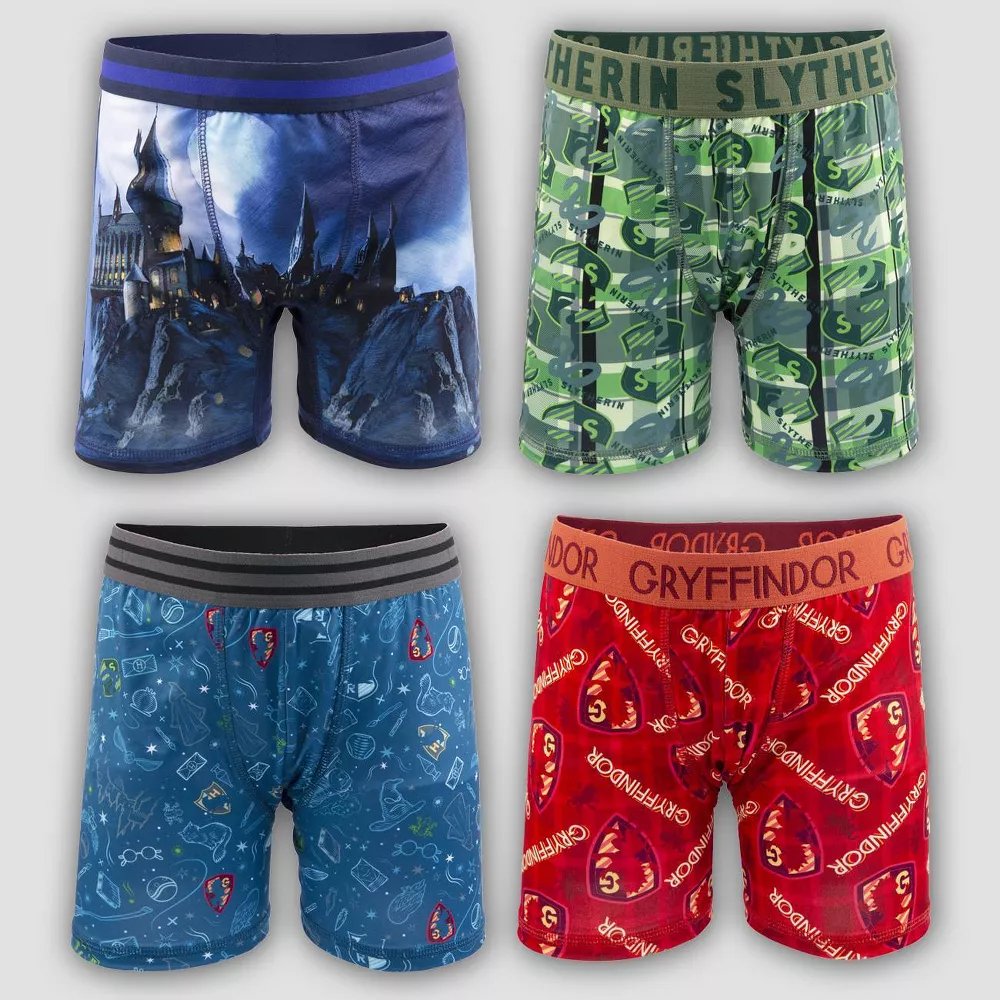 Harry Potter Boys' 4pk Underwear Athletic Boxer Briefs Spandex