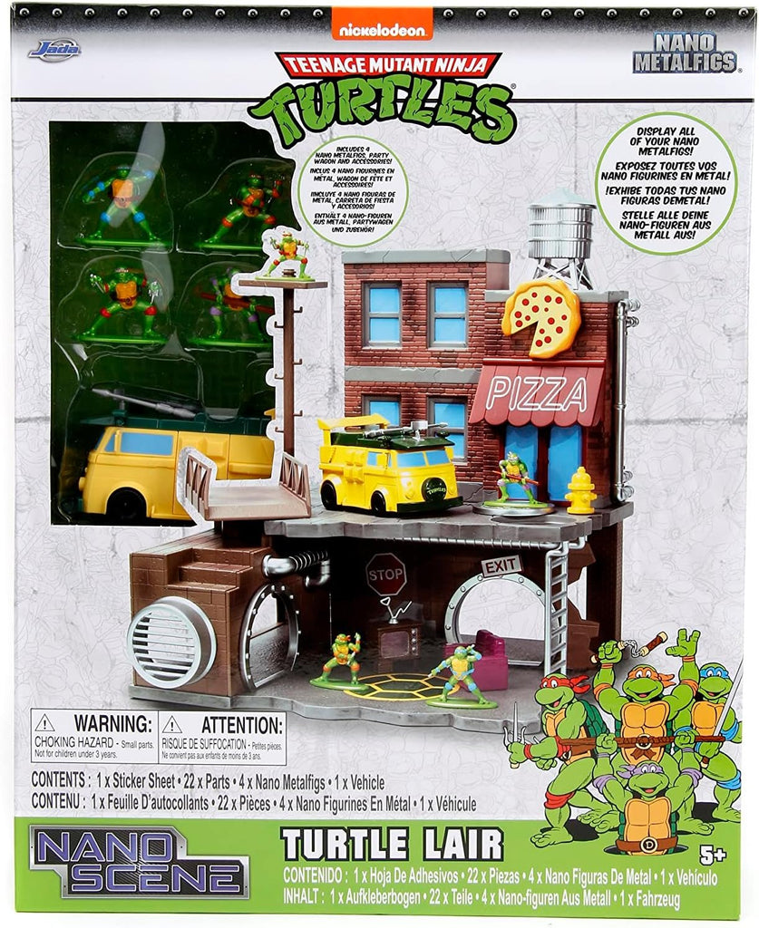 Teenage Mutant Ninja Turtles Turtle Lair Nano Scene w/ 1.65" Die-Cast Collectible Figures, Toys for Kids and Adults