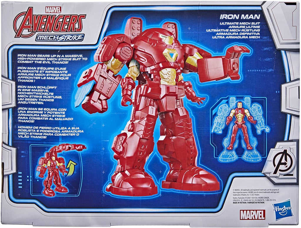 Avengers Marvel Mech Strike 8-inch Super Hero Action Figure Toy Ultimate Mech Suit Iron Man, for Kids Ages 4 and Up , Black