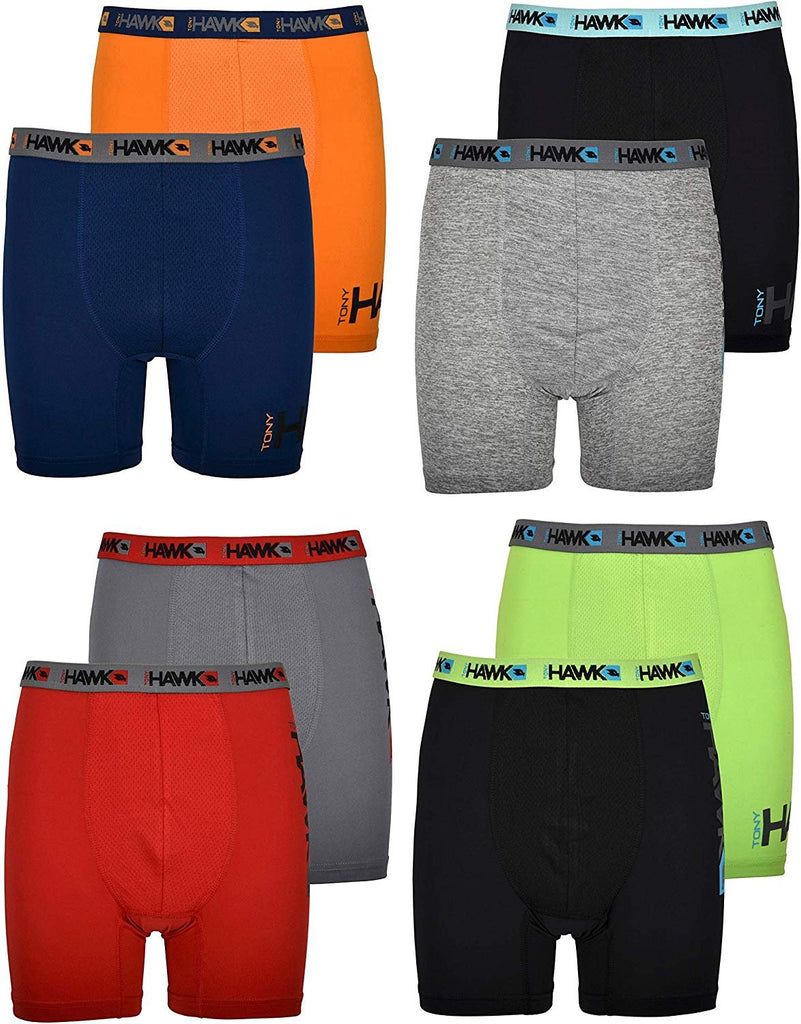 Tony Hawk Boys' Boxer Briefs 8-Pack Performance Dri Fusion Tech Compression No Fly Underwear