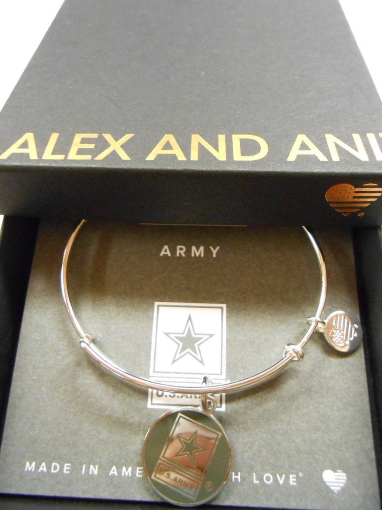 Alex and Ani Armed Forces US Navy Expandable Wire Bangle Charm Bracelet