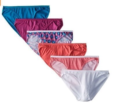 Fruit of the Loom Women's 6 Pack Assorted Cotton Low-Rise Bikini Panties