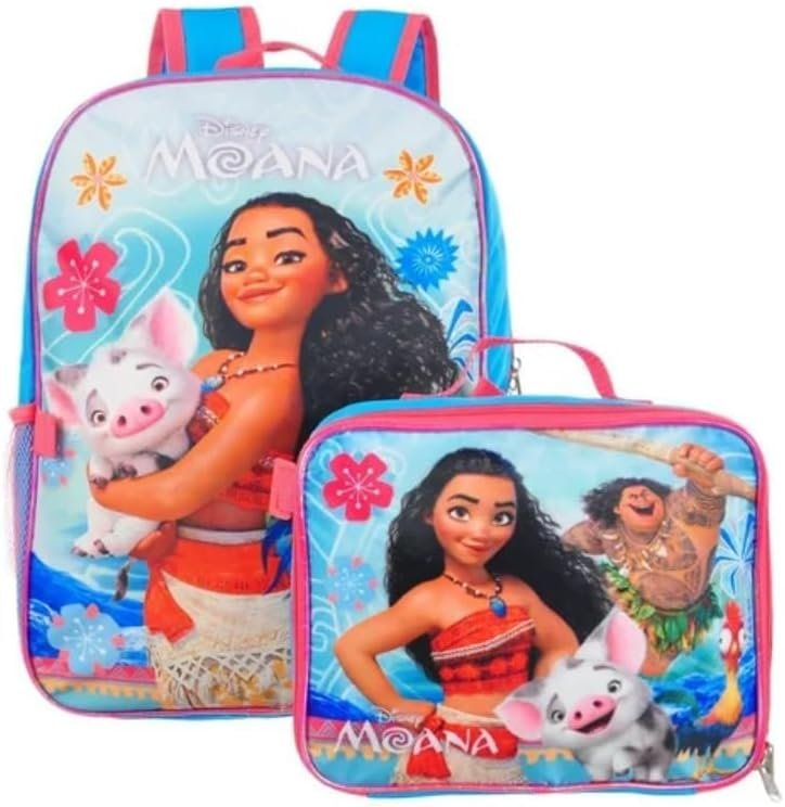 Ruz Group Kid's Licensed 16 Inch Backpack With Removable Lunch Box Set (Moana)