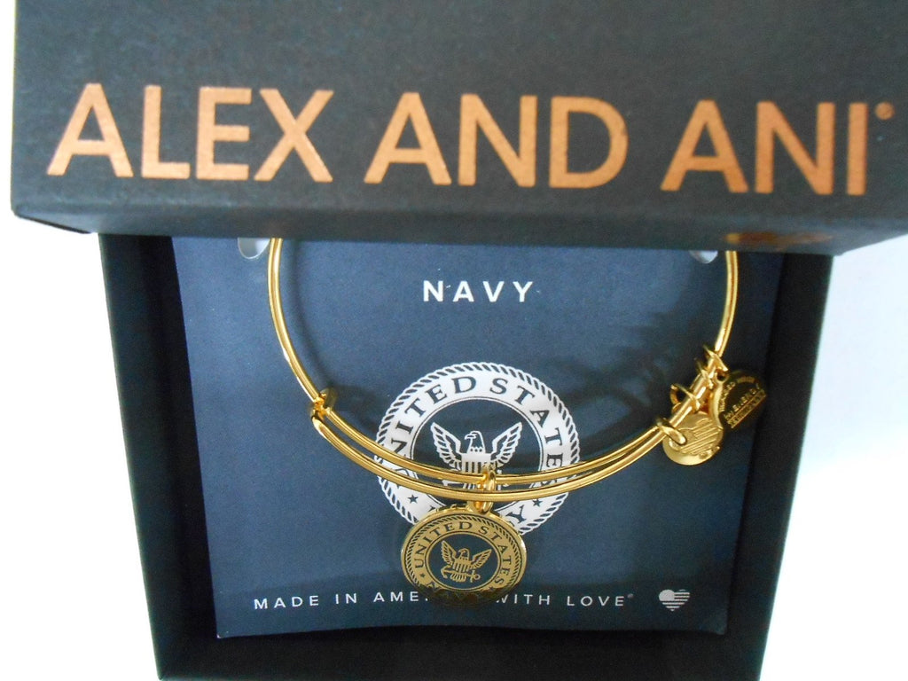 Alex and Ani Armed Forces US Navy Expandable Wire Bangle Charm Bracelet