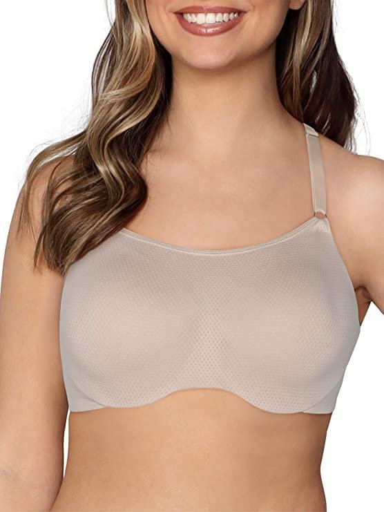 Fruit of the Loom Women's Breathable Cami Bra with Convertible Straps 2-Pack, Beige, 36DD