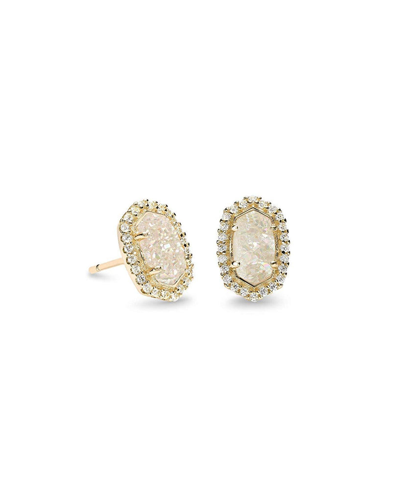 Kendra Scott Cade Gold Stud Earrings in Iridescent Drusy