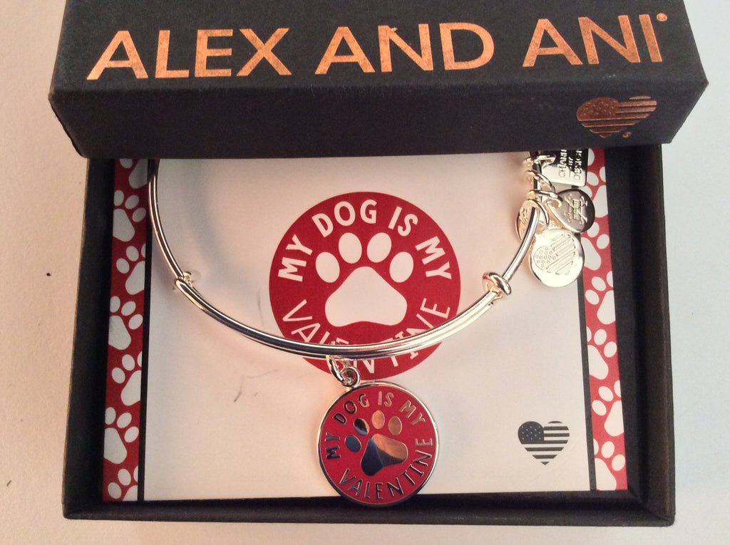 Alex and Ani Womens Charity by Design My Dog is My Valentine Bangle Bracelet