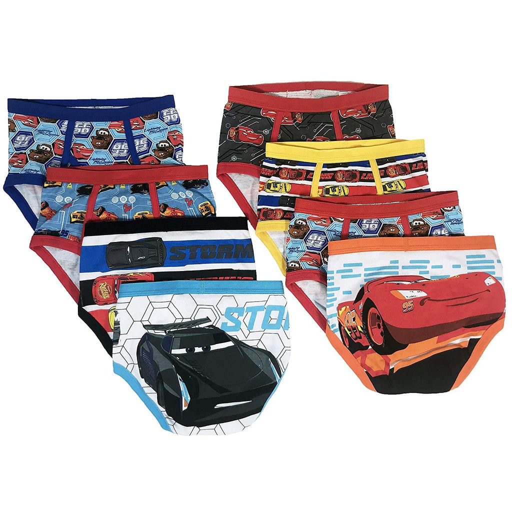 Disney Cars 3 Boys Underwear - 8-Pack Toddler/Little Kid/Big Kid Size Briefs McQueen