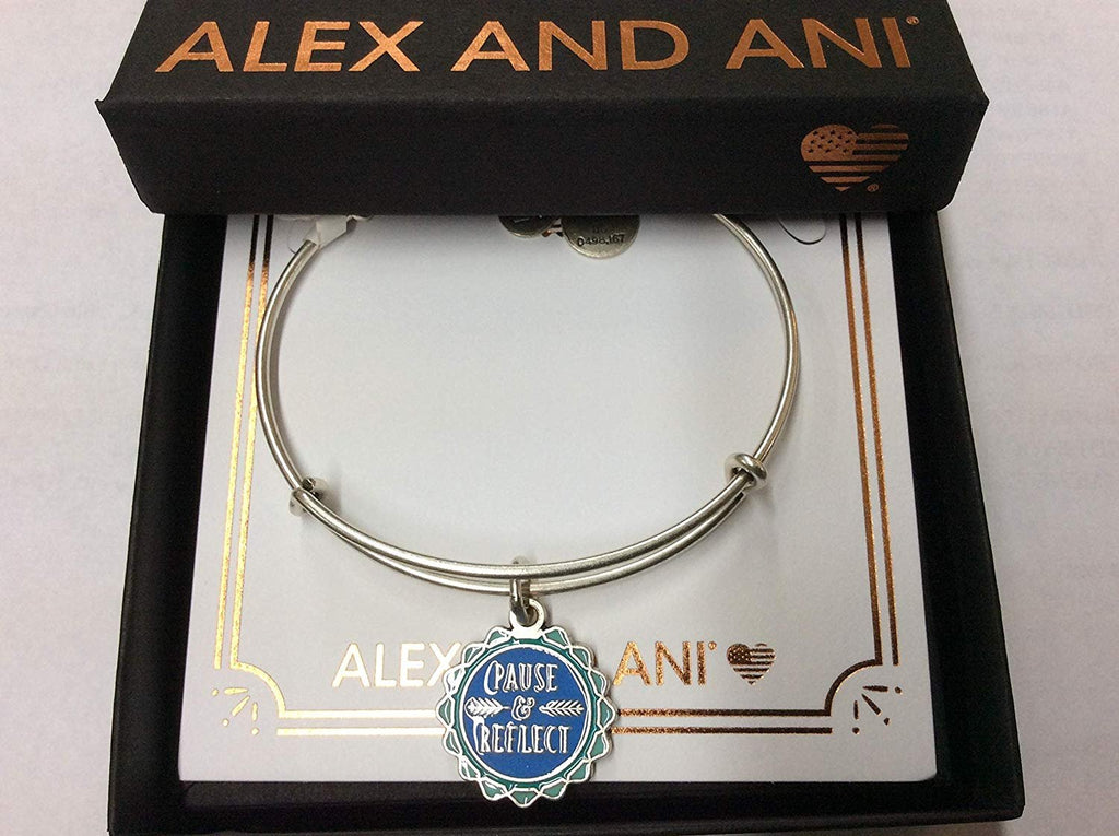 Alex and Ani Women's Pause and Reflect Charm Bangle Bracelet, Rafaelian Silver