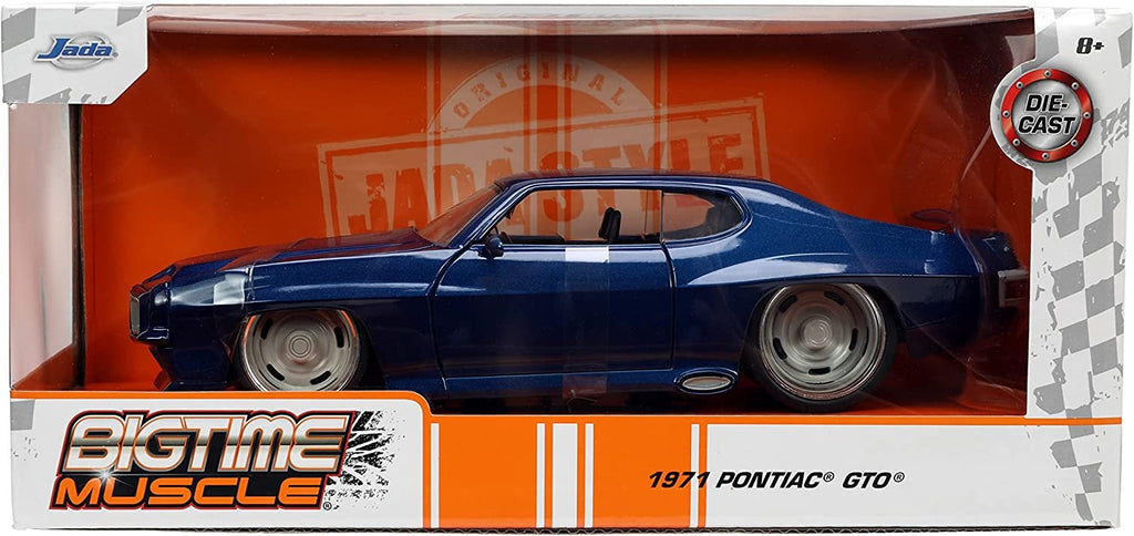 Big Time Muscle 1:24 1971Pontiac GTO Die-cast Car Dark Blue, Toys for Kids and Adults