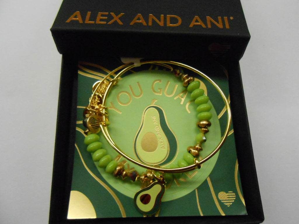 Alex and Ani Women's Color Infusion, You Guac My World, Set of 2 Bracelet, Shiny Gold, Expandable