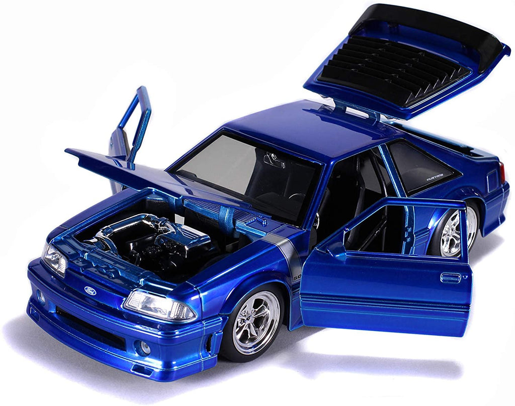 Jada Toys Bigtime Muscle 1:24 1989 Ford Mustang GT Die-cast Car Blue, Toys for Kids and Adults