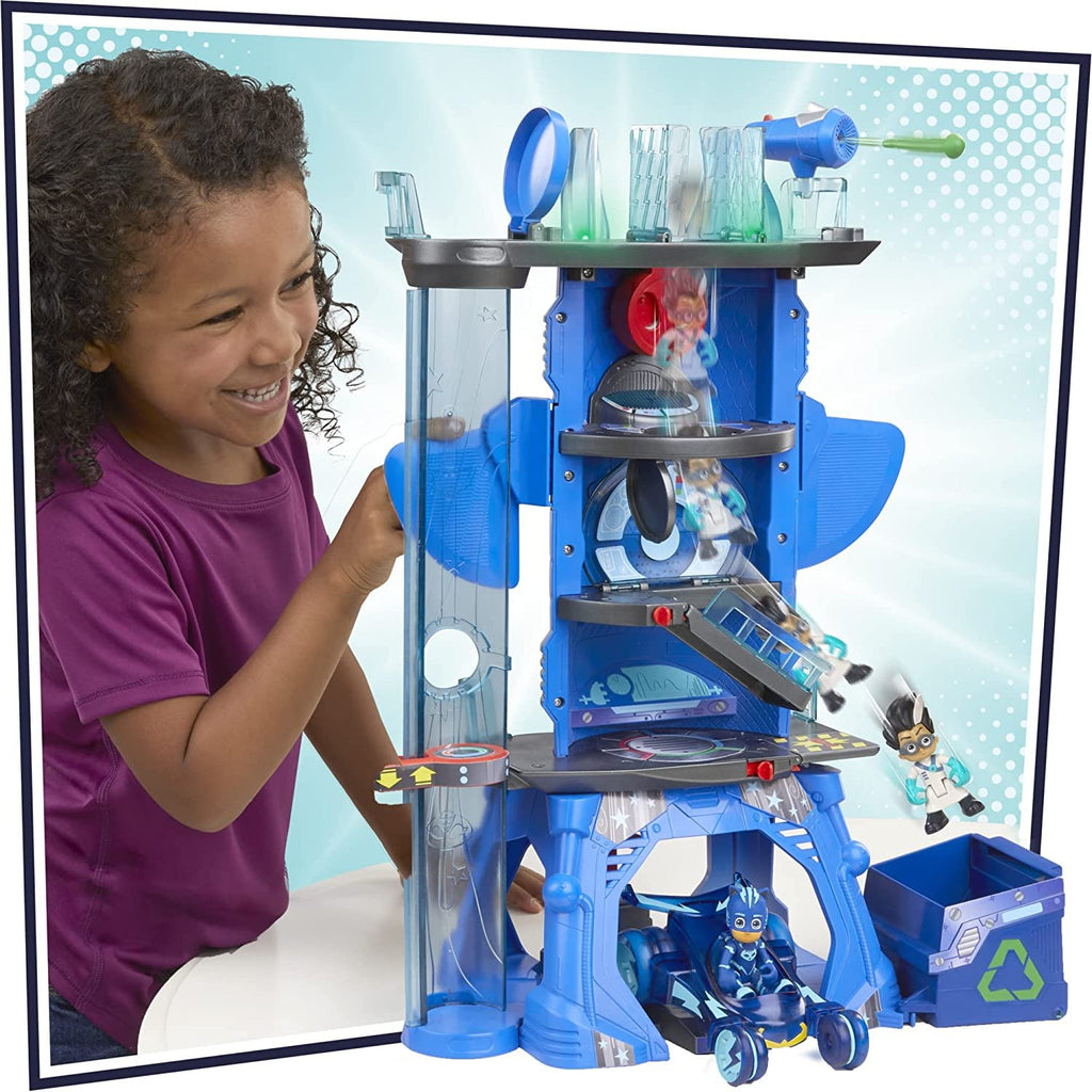 PJ Masks Deluxe Battle HQ Playset, Preschool Toys, Playset with 2 Action Figures, Cat-Car Toy, and More, Playsets for Boys and Girls