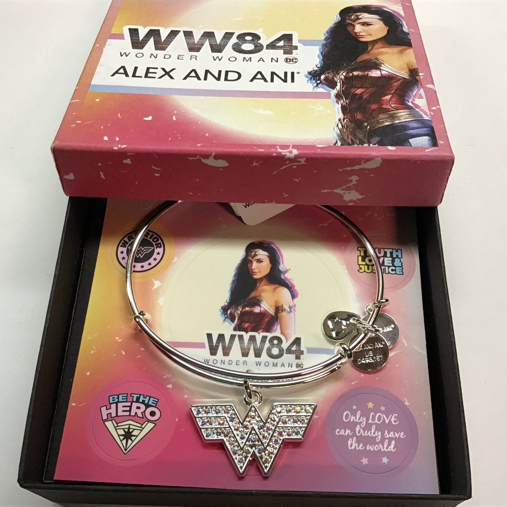 Alex and Ani Wonder Woman, Pave Logo EWB, SS, Shiny Silver, One Size (AS20EBWWPLSS)