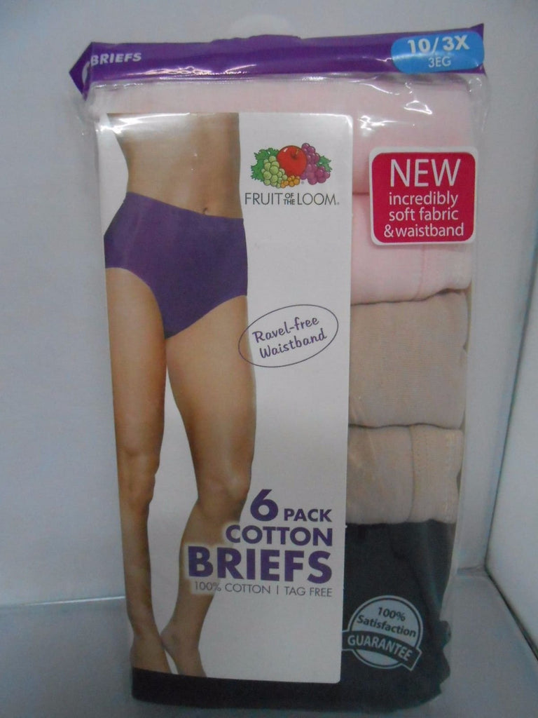 Fruit of the Loom Ladies Cotton Briefs Women's Underwear 6 or 12-Pack Size 5-10