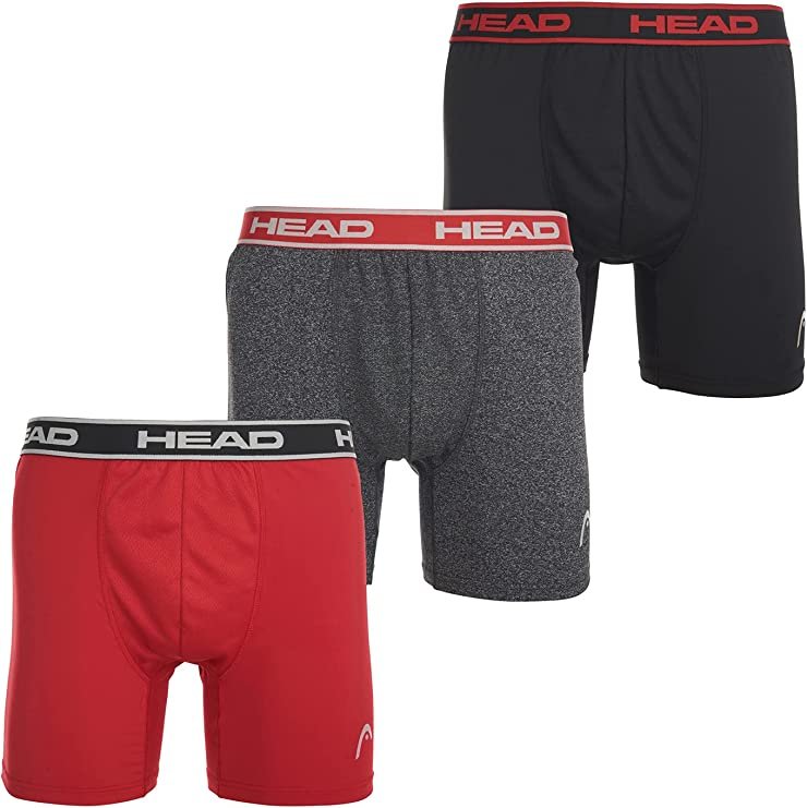 HEAD Mens Performance Underwear - 3-Pack Stretch Performance Boxer Briefs Breathable No Fly Up to Size 5X