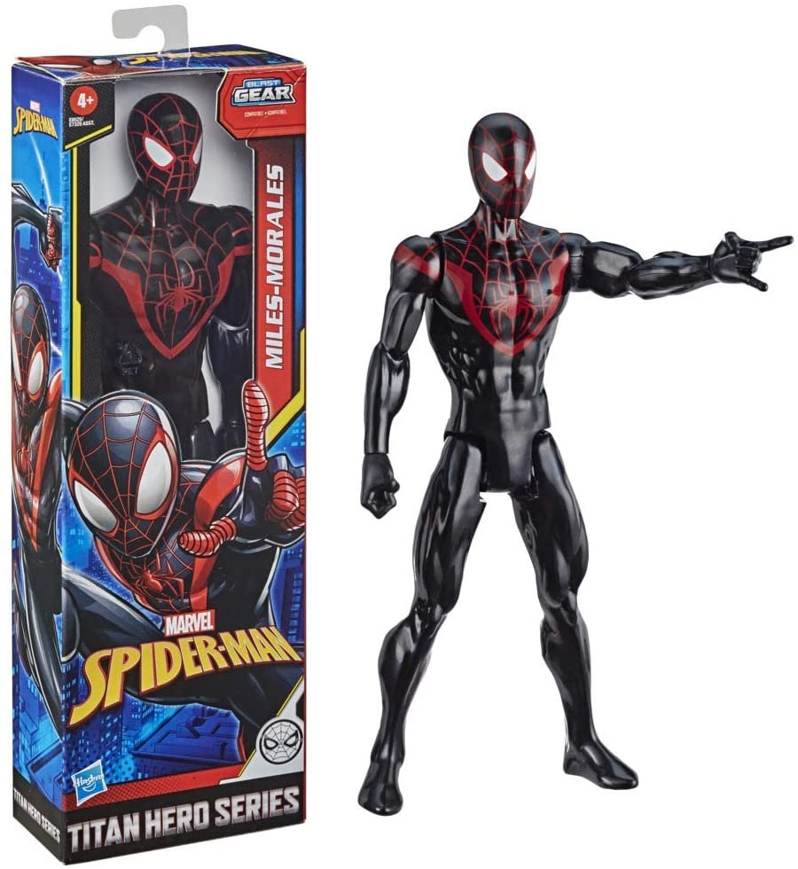 Marvel E85255X3 Spider-Man: Titan Series Miles Morales 30-cm-Scale Super Hero Action Figure Toy, Multi Colour