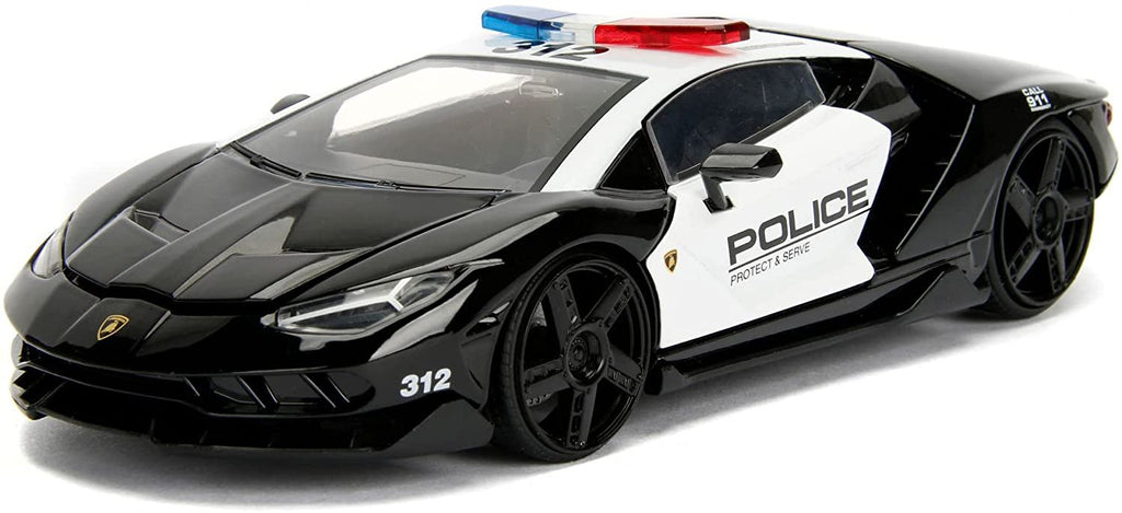 Lambo Centenario Police Black and White Hyper-Spec Series 1/24 Diecast Model Car by Jada 30011