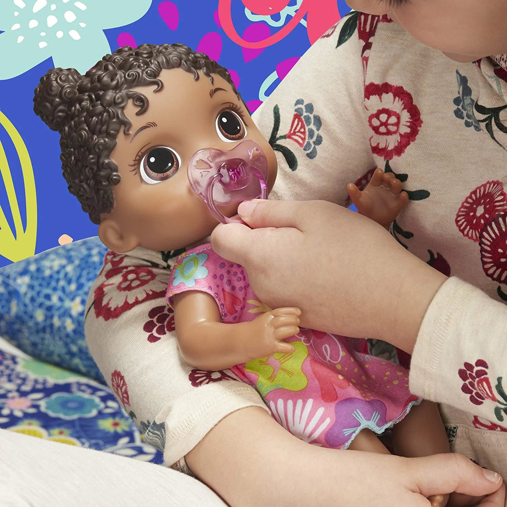 Baby Alive Baby Lil Sounds: Interactive Black Hair Baby Doll for Girls & Boys Ages 3 & Up, Makes 10 Sound Effects, Including Giggles, Cries, Baby Doll with Pacifier