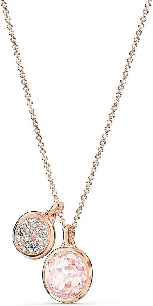 SWAROVSKI Women's Tahlia Rose-Gold Tone Finish Necklace and Earrings Pink Crystal Jewelry Collection