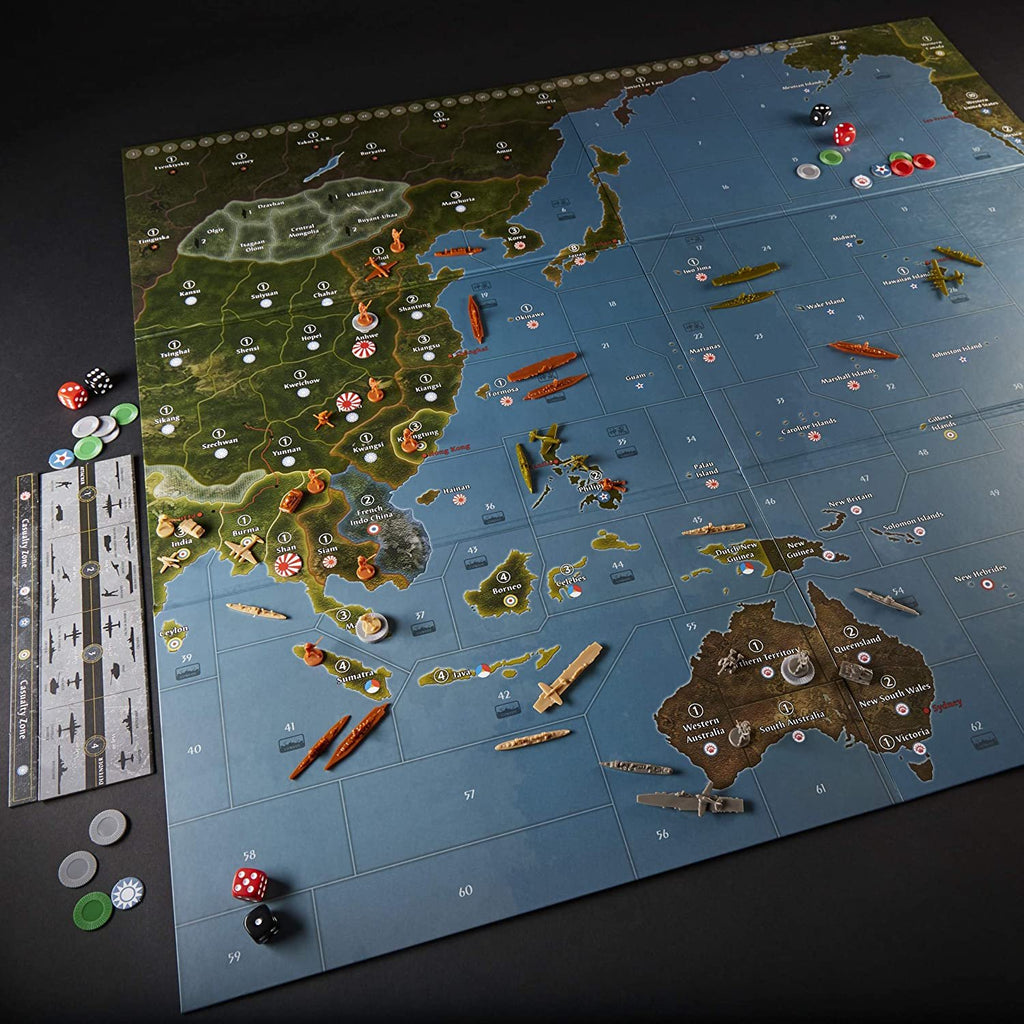 Hasbro Gaming Avalon Hill Axis & Allies Pacific 1940 Second Edition WWII Strategy Board Game, with Extra Large Gameboard, Ages 12 and Up, 2-4 Players, English Version , Brown