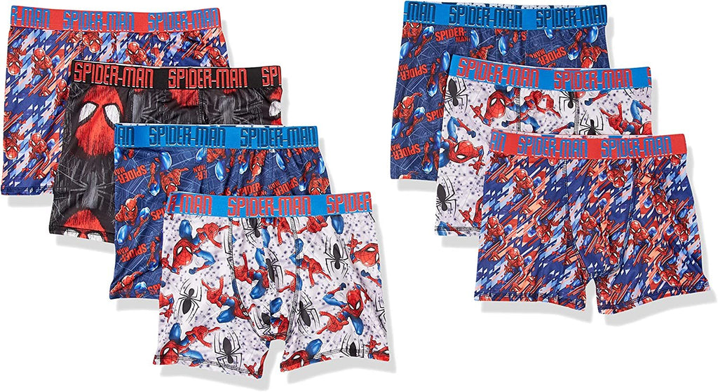 Spiderman Boys' 5 100% Cotton Or 7-pk Polyblend Boxer Briefs in Sizes 4, 6, 8, 10, and 12