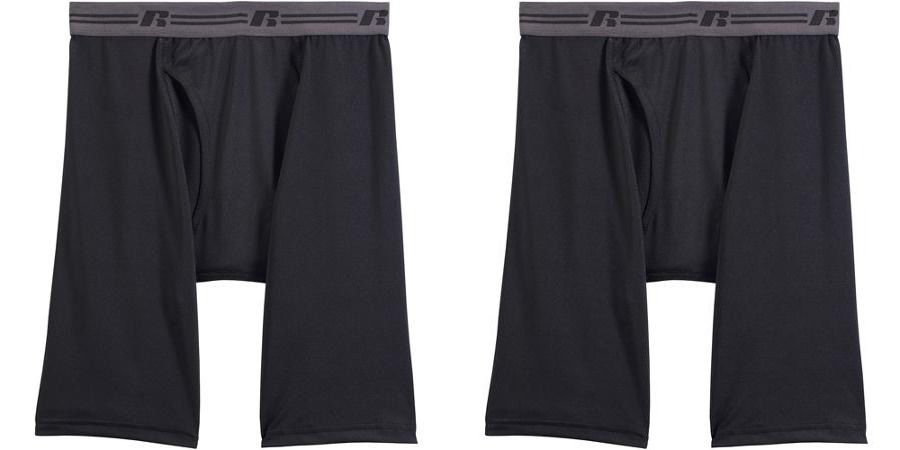 Russell Mens Sport Perfromance 2-pack Long Leg Boxer Briefs Sizes S-2XL SPANDEX