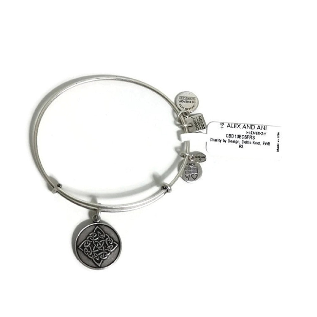 Alex and Ani Women's Celtic Knot Charm Bangle Rafaelian Silver Finish Bracelet