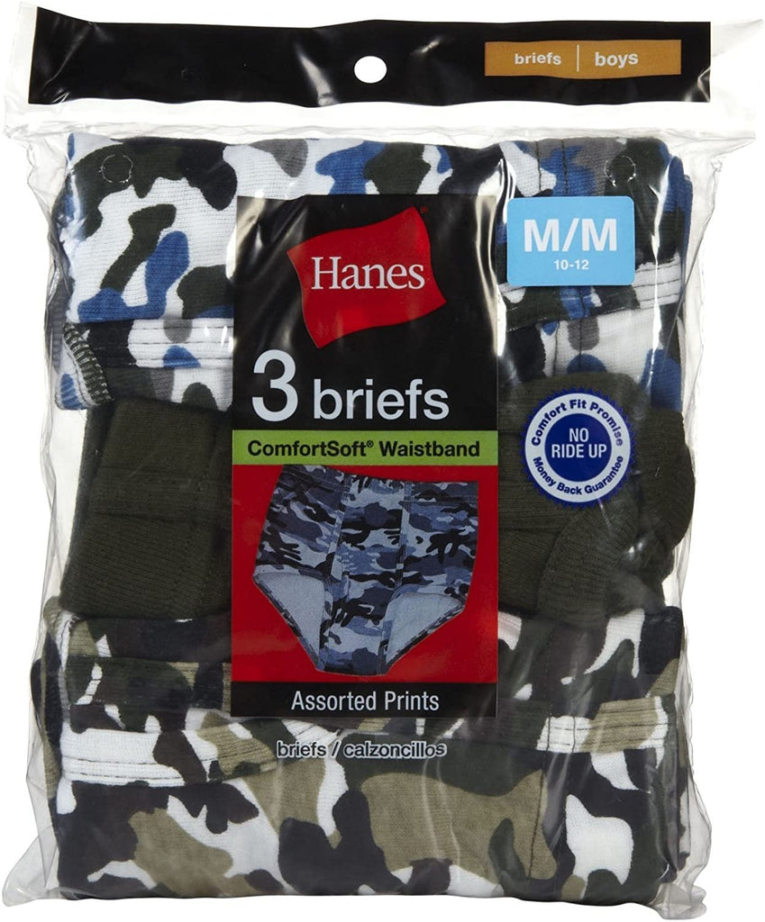 Hanes Boy's Comfortsoft Printed Brief (Pack of 3)