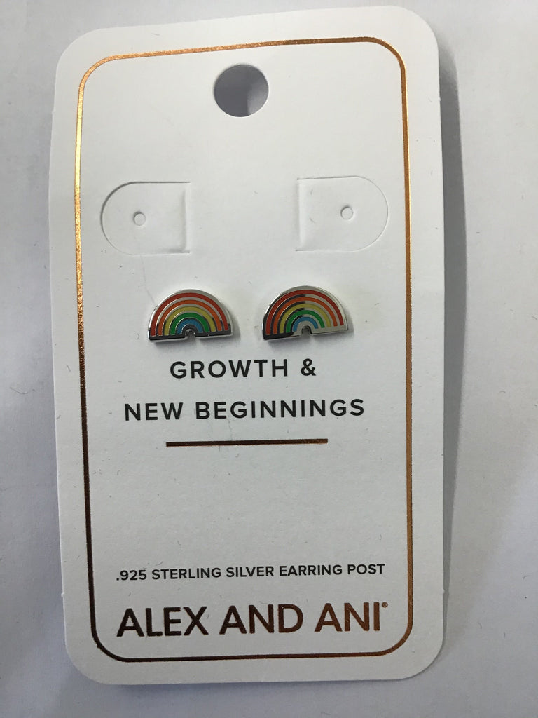 Alex and Ani Color Infusion Rainbow Stud Earrings Silver One Size