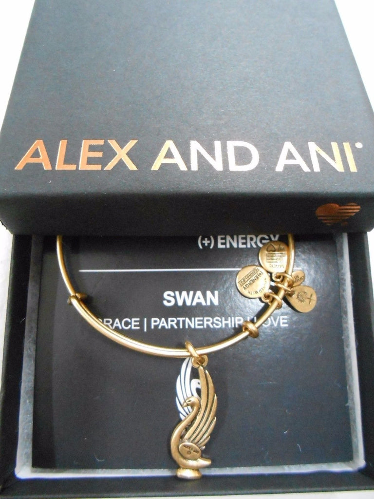 Alex and Ani Swan Charm Expandable Bangle Bar Bracelet