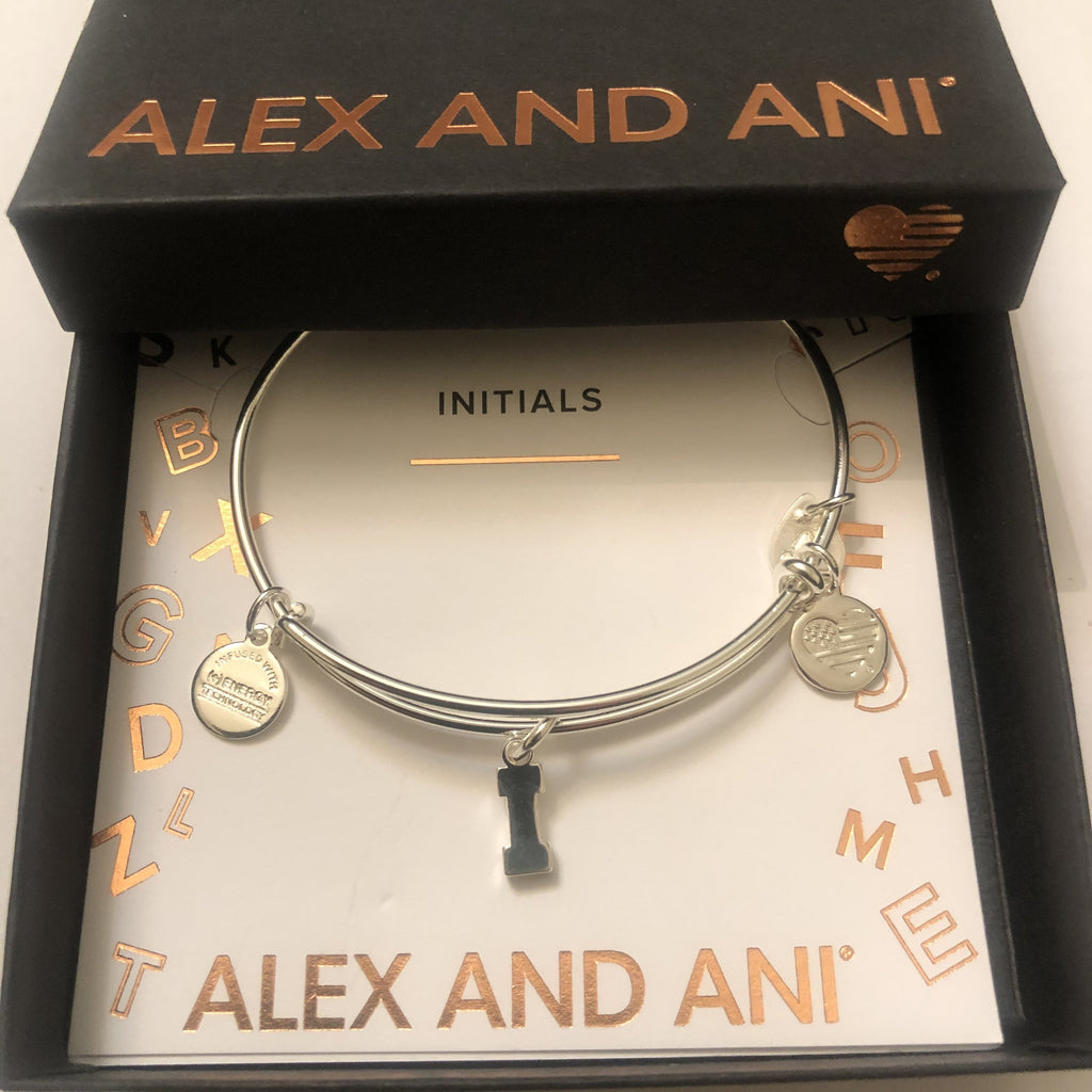 Alex and Ani Initial I III Bangle Bracelet Shiny Silver One Size