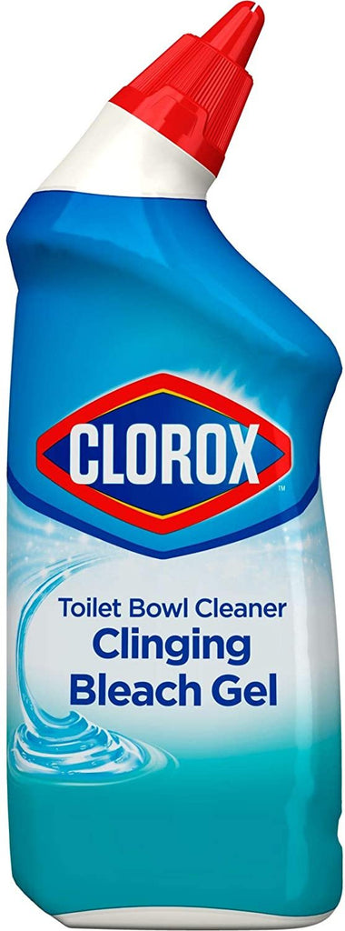 Clorox Toilet Bowl Cleaner Clinging Bleach Gel, Cool Wave, 24 Fl Oz (Pack of 12)