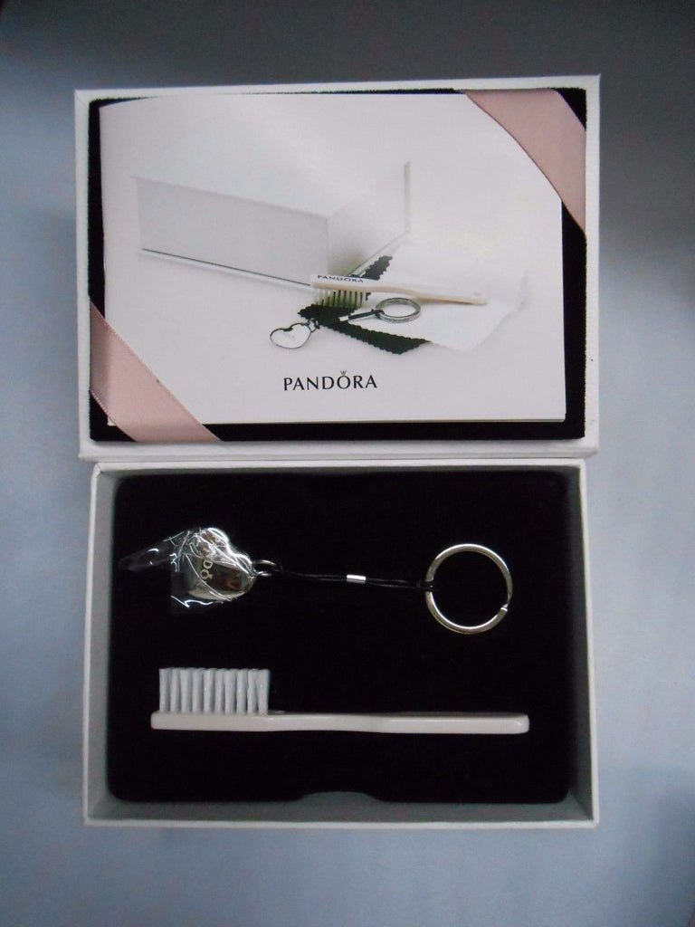 PANDORA CARE KIT Key Chain + Brush+2 Polishing Cloths+2 Pouches +Care Guide NEW