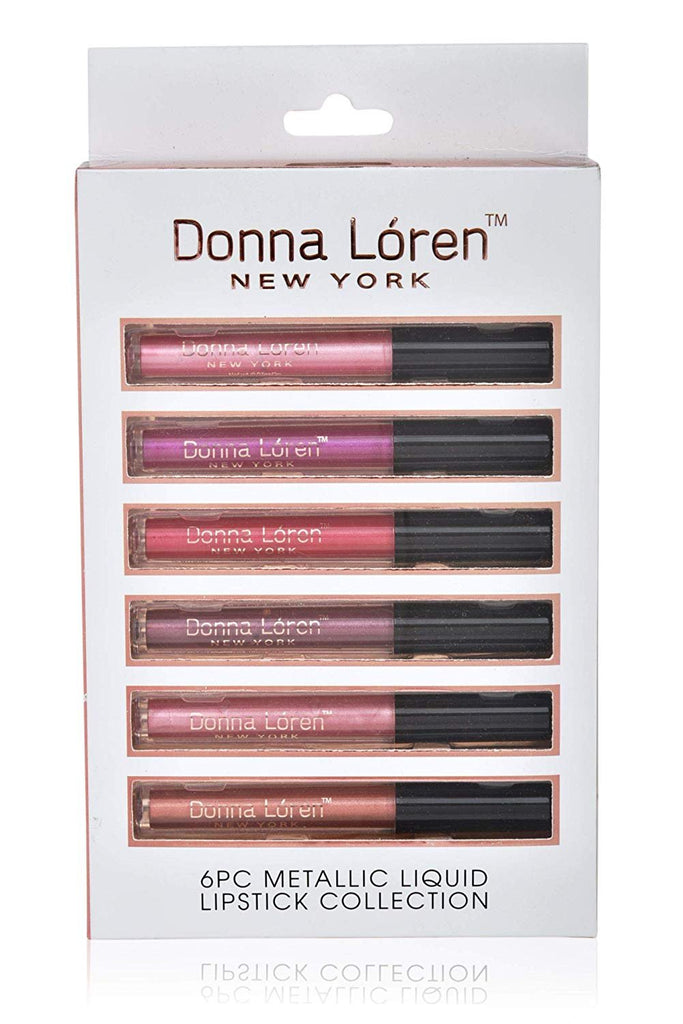 Donna Loren Liquid Lipstick Collection- Matte or Metallic Premium Quality Cruelty-Free 6 Pack Value in Packaging