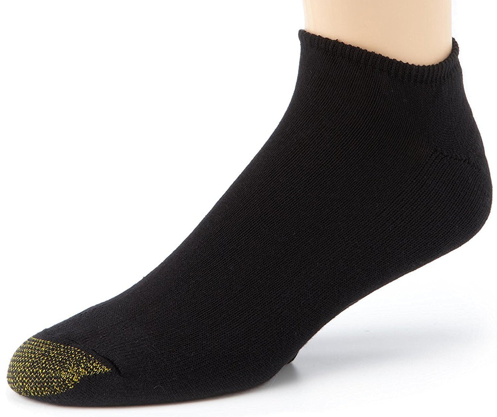 Gold Toe Black Liner Socks - 6-Pack No Show Cotton Blend Breathable Slightly Irregular Mens Liner Socks