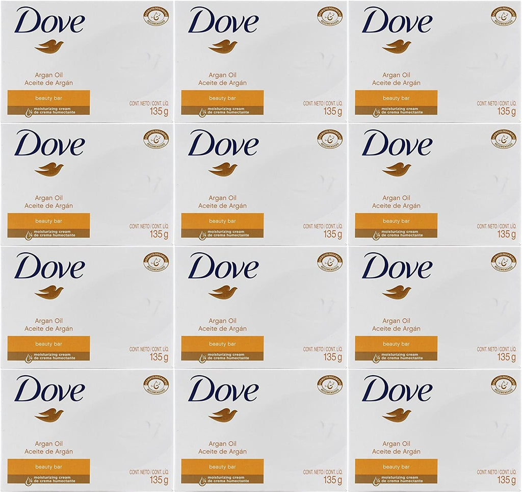 Dove Argan Oil Beauty Bar Soap, 4.75 Oz / 135 Gr (Pack of 12 Bars)