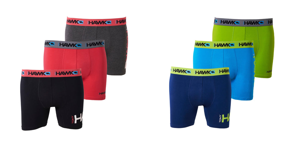 TONY HAWK Mens Athletic Underwear - 6-Pack Cotton Stretch Athletic Boxer Briefs Training Breathable Athletic Fit No Fly