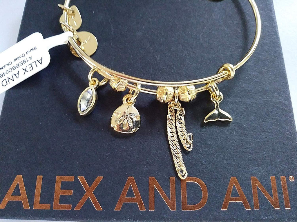 Alex and Ani Women's Sand Dollar Cluster Charm Bangle Bracelet, Shiny Gold